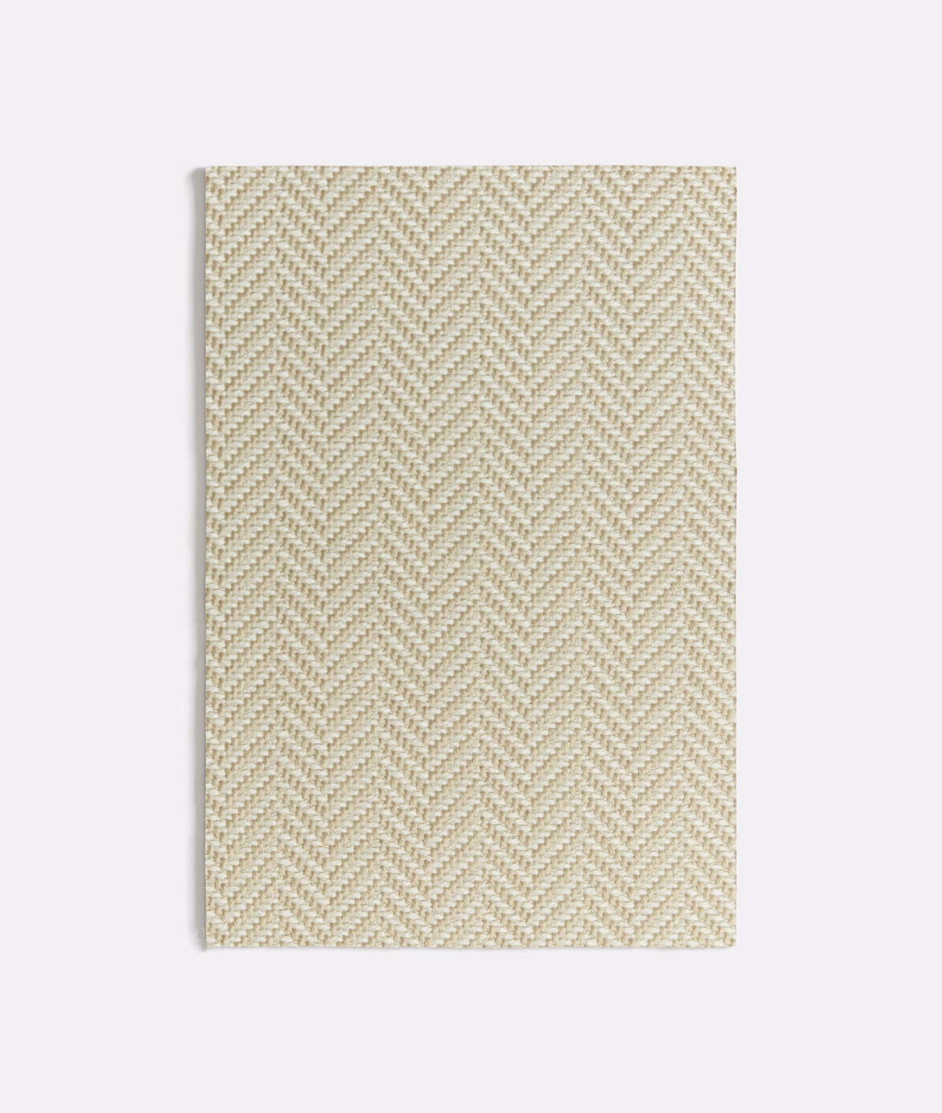 Pale warm-beige fabric swatch with a fine raised herringbone weave and subtle tonal flecks