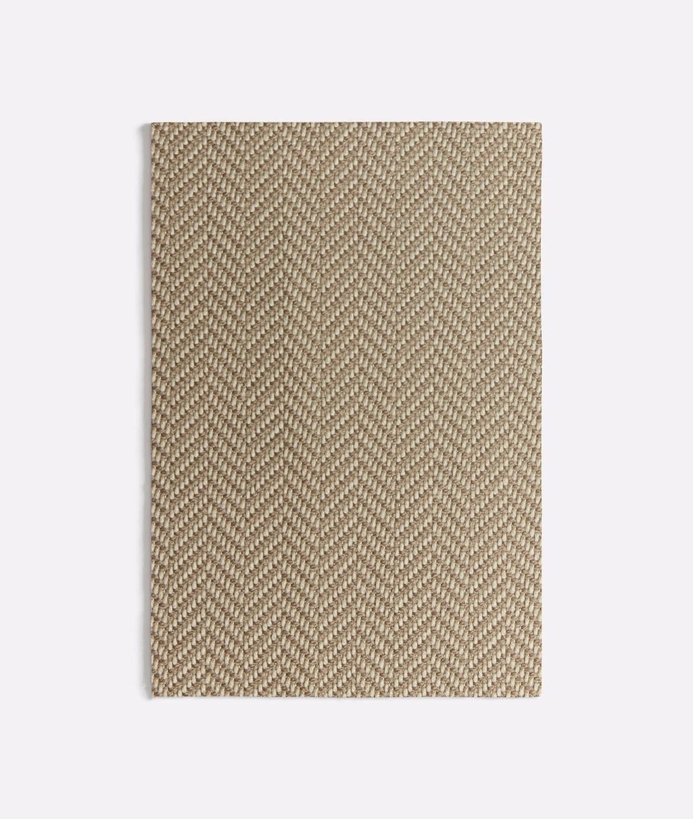 Warm taupe fabric swatch with a fine diagonal herringbone weave and subtle texture