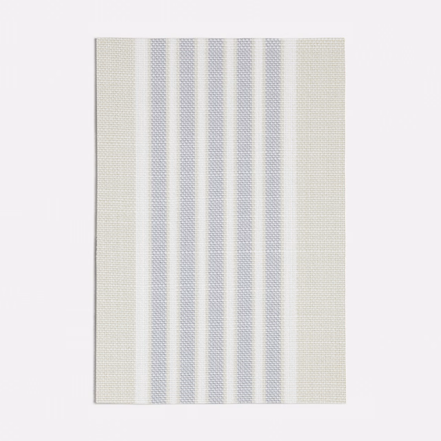 Cool grey and pale blue-grey vertical stripes in a fine woven texture