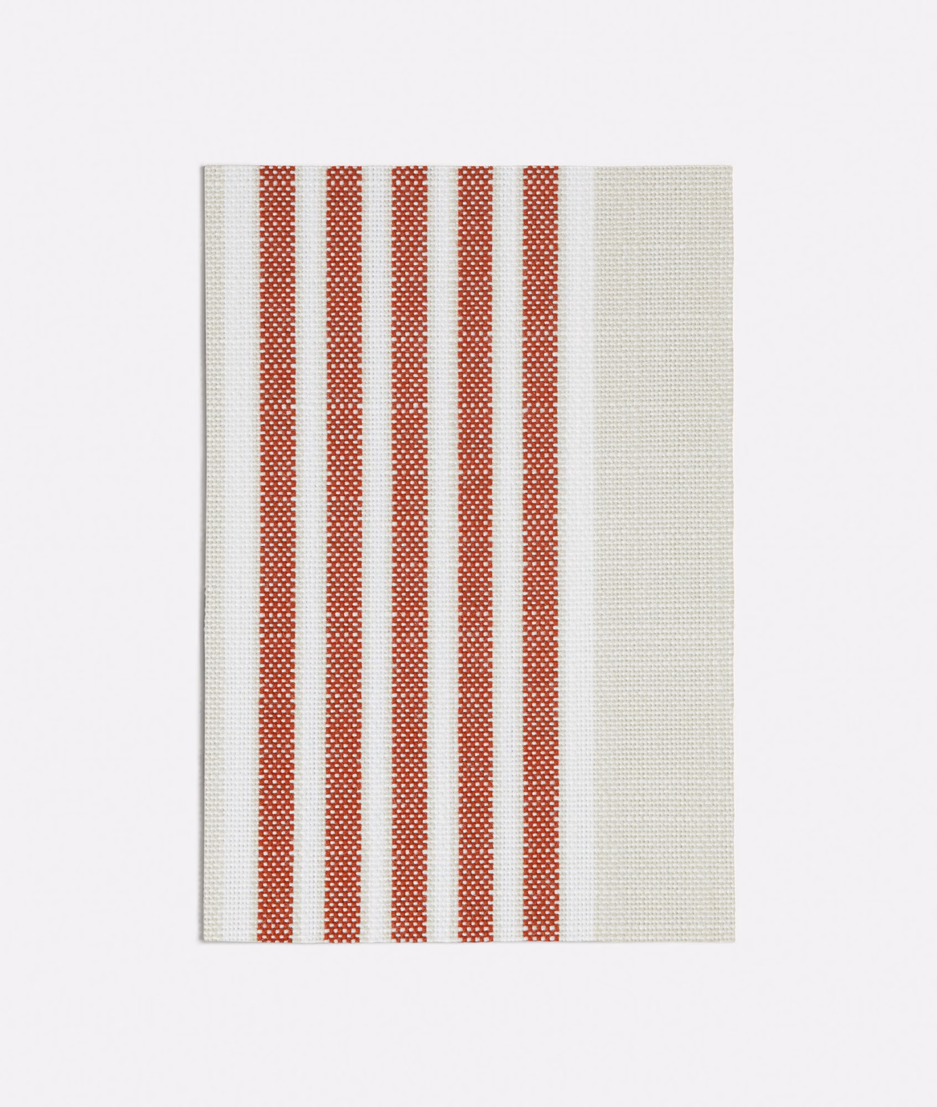 Casablanca Terracotta showing warm terracotta and ivory vertical woven stripes