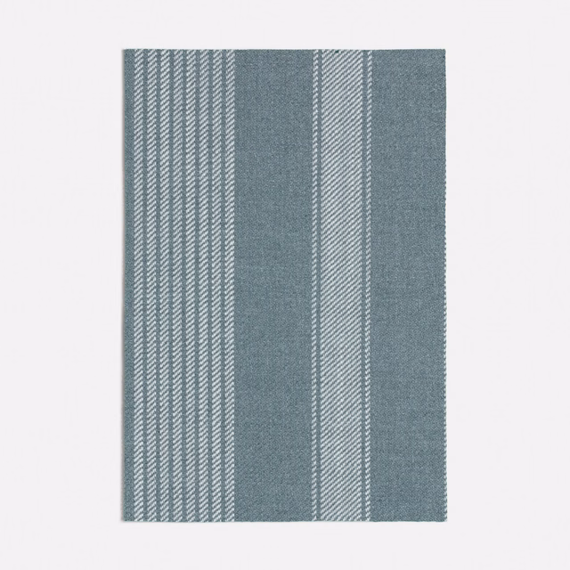 Muted seafoam blue-green woven fabric with vertical bands and fine diagonal stripes