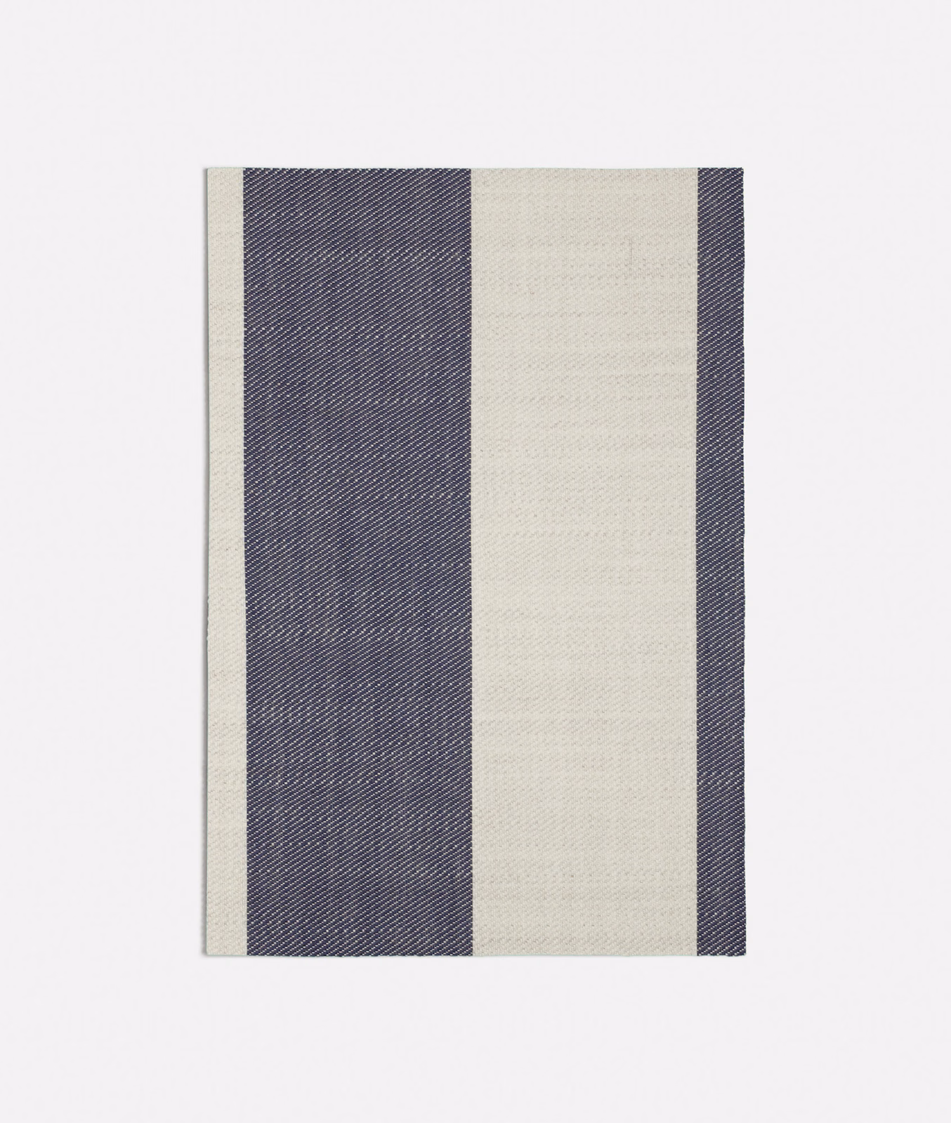Deep blue-violet and ivory vertical stripes with a fine ribbed weave