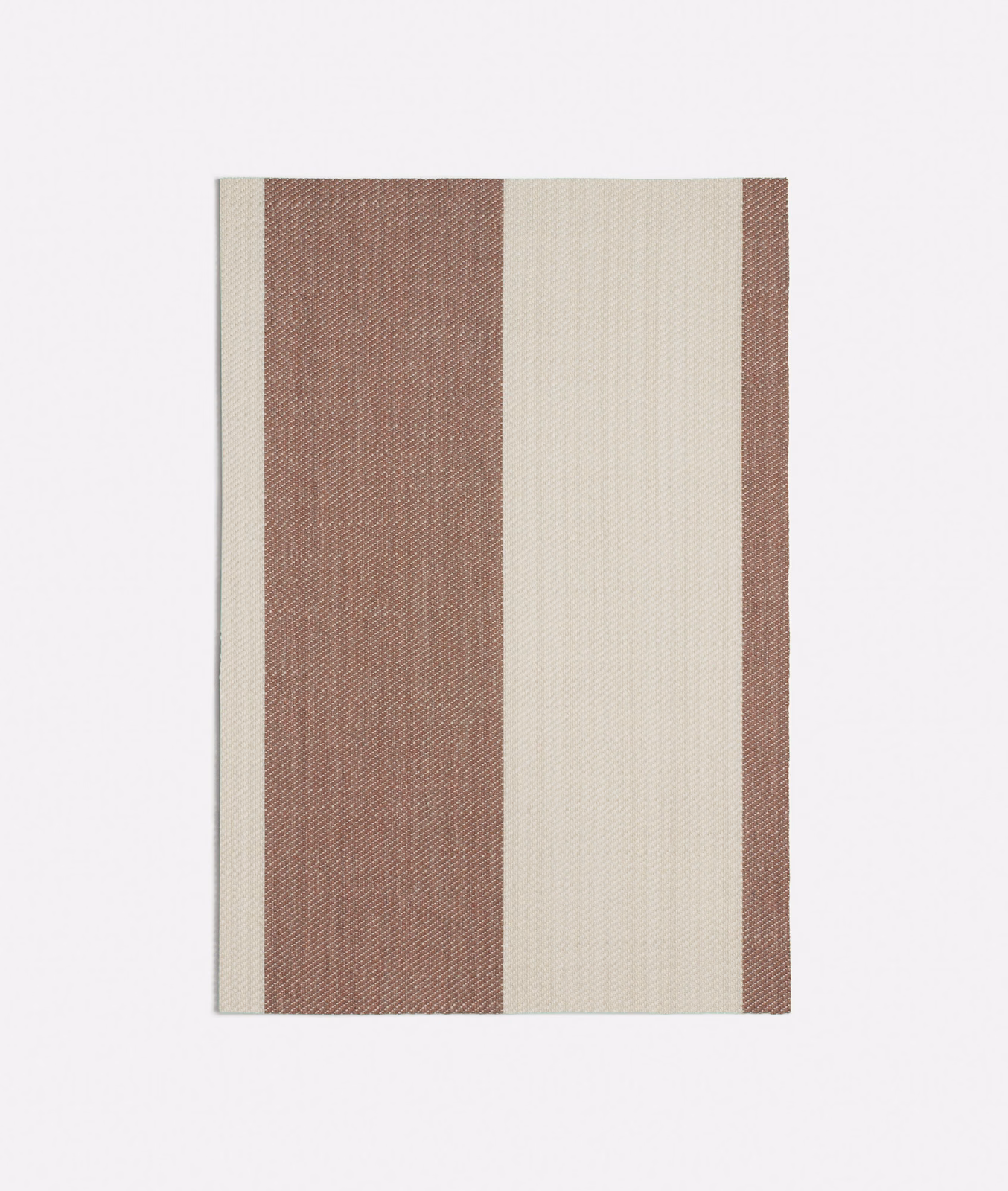 Dusty pink and ivory vertical striped fabric with a fine woven texture