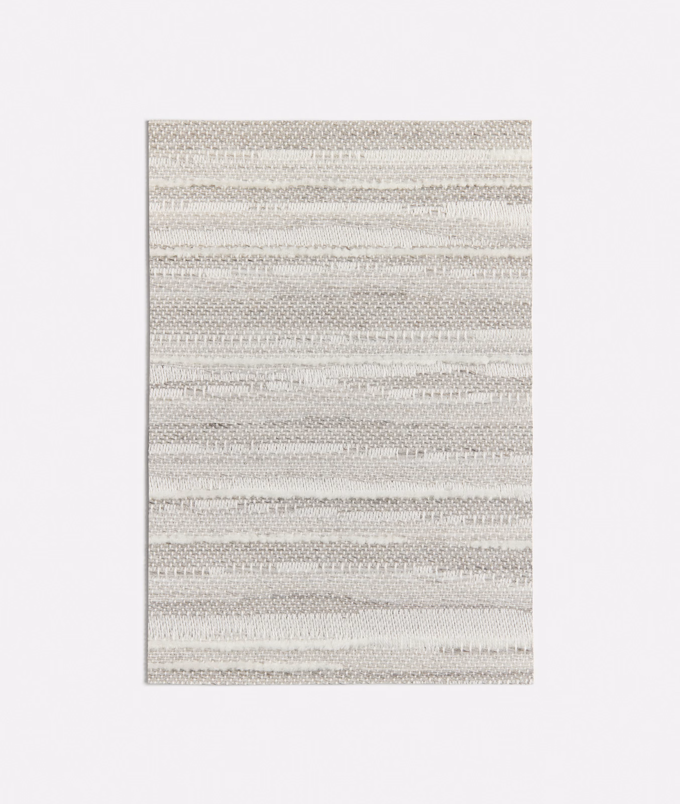 Pale cool-grey woven swatch with broken horizontal bands and subtle texture