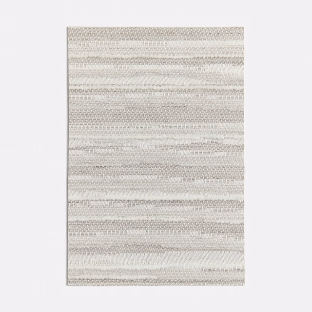 Pale cool-grey woven swatch with broken horizontal bands and subtle texture