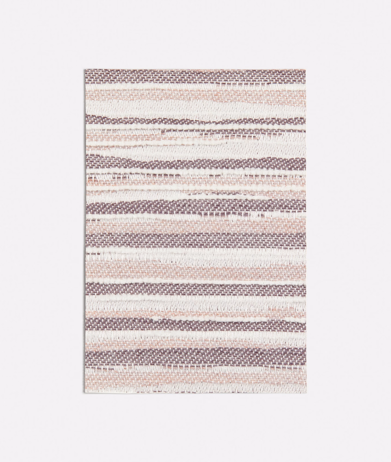 Dusty pink and cream woven swatch with irregular mauve horizontal stripes