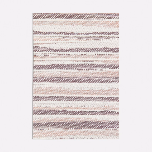 Dusty pink and cream woven swatch with irregular mauve horizontal stripes