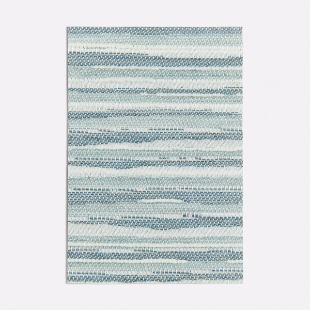 Pale seafoam and blue-grey horizontal woven stripes with softly irregular edges