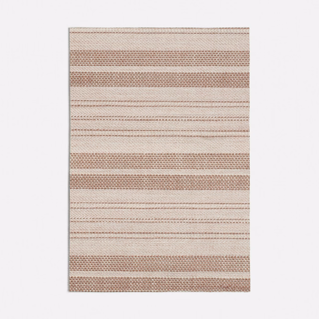 Dusty blush pink woven swatch with alternating horizontal bands and tactile texture