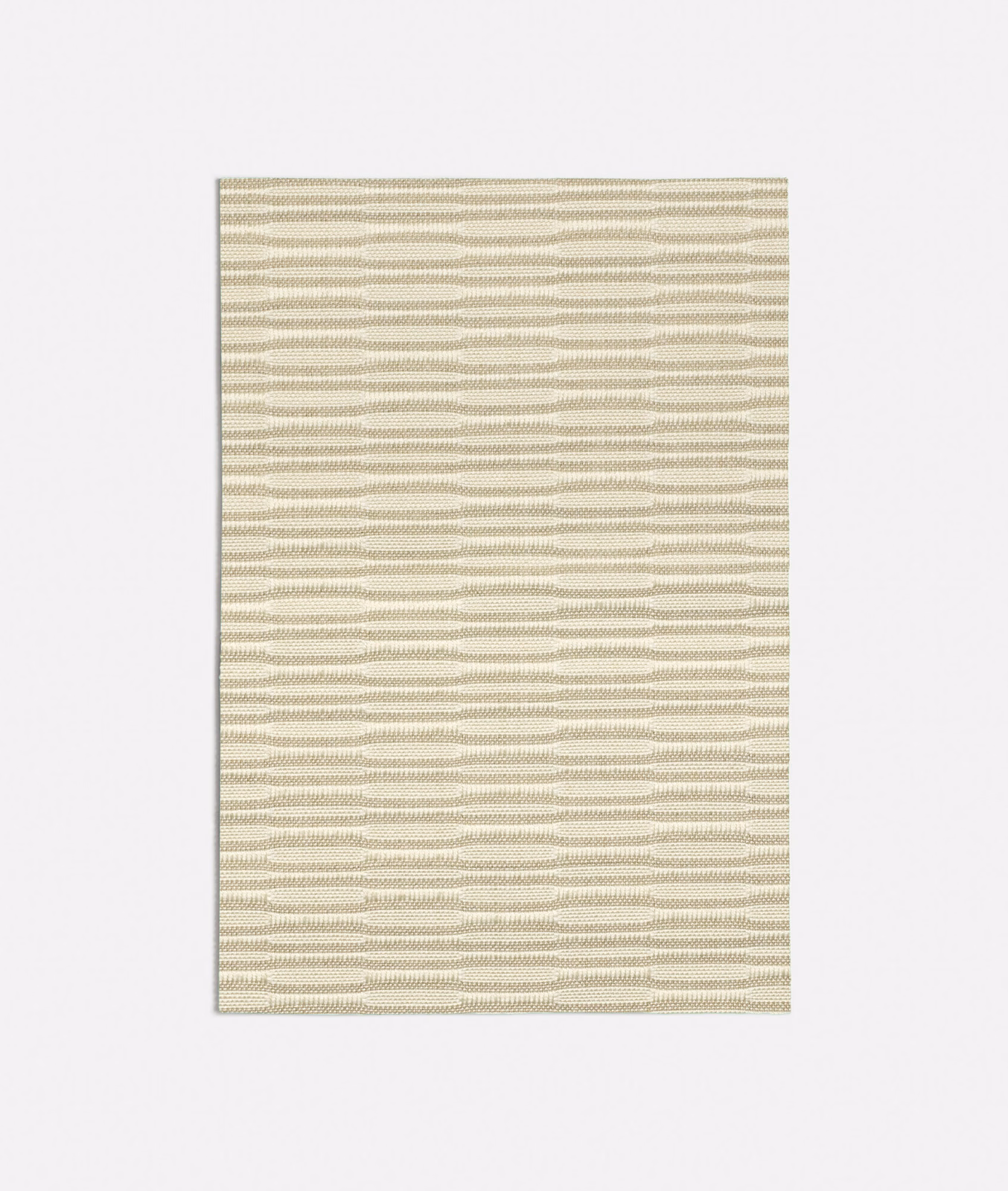 Pale beige woven swatch with fine irregular horizontal bands and subtle texture