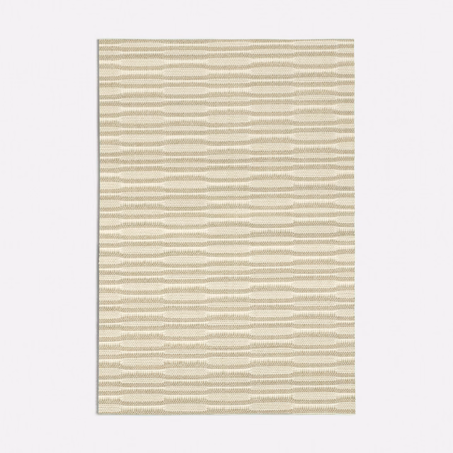 Pale beige woven swatch with fine irregular horizontal bands and subtle texture