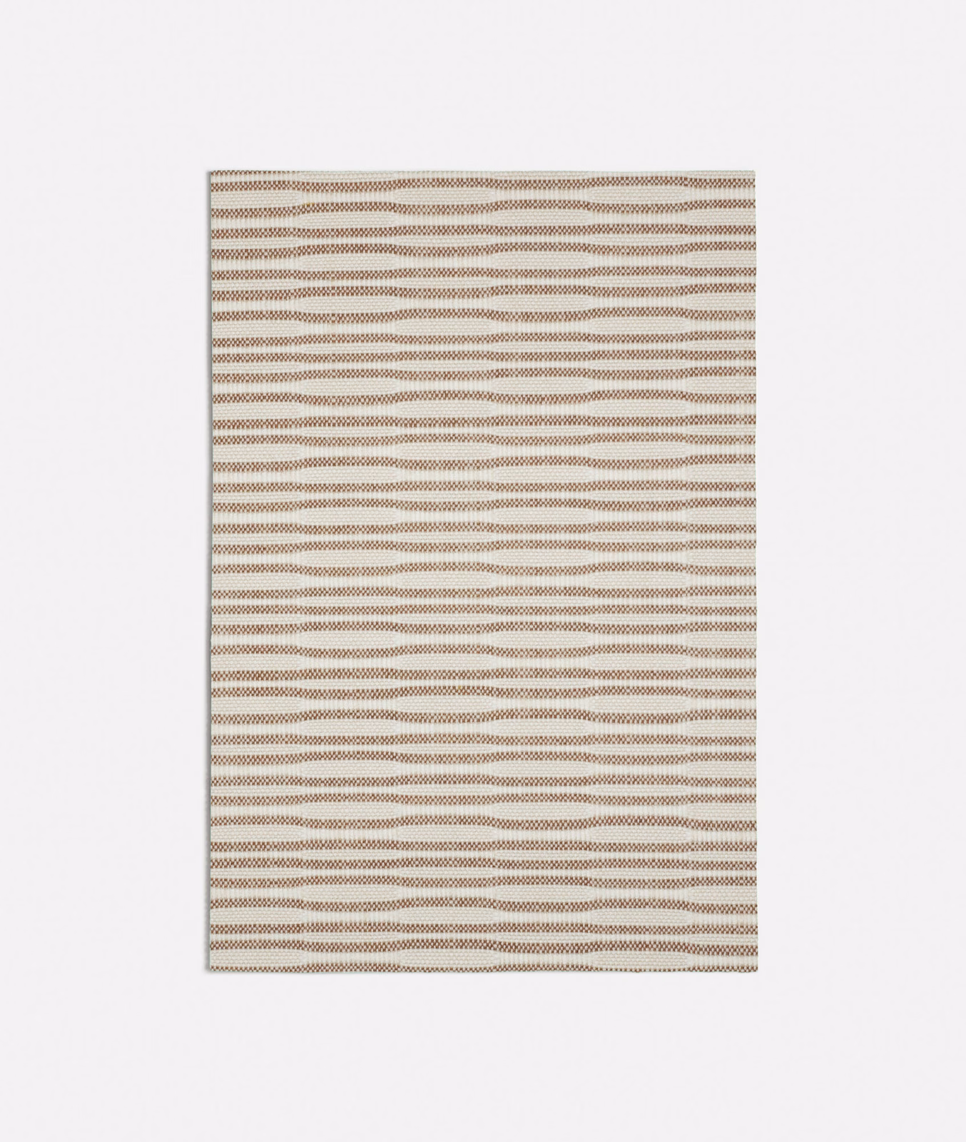 Warm terracotta and cream woven swatch with irregular horizontal wave lines
