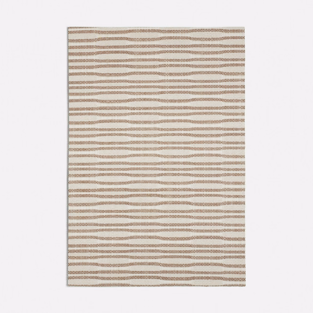 Warm terracotta and cream woven swatch with irregular horizontal wave lines