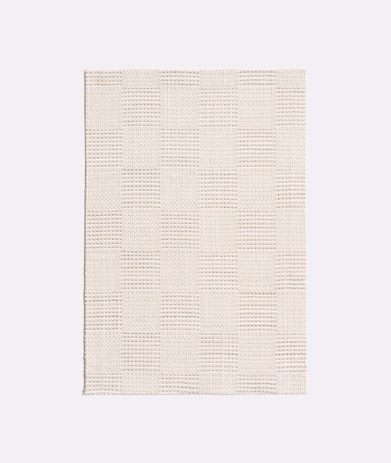 Pale beige woven swatch with alternating rectangular panels and fine raised horizontal texture