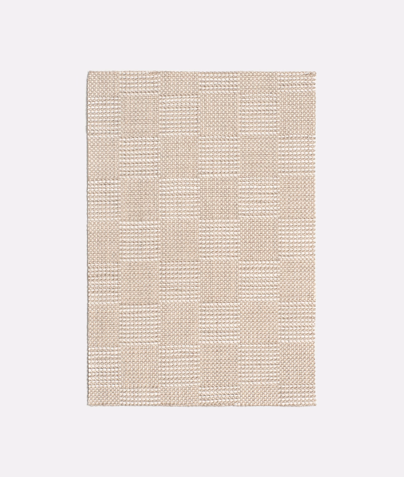 Pale linen-beige woven fabric with a raised, irregular block-check texture