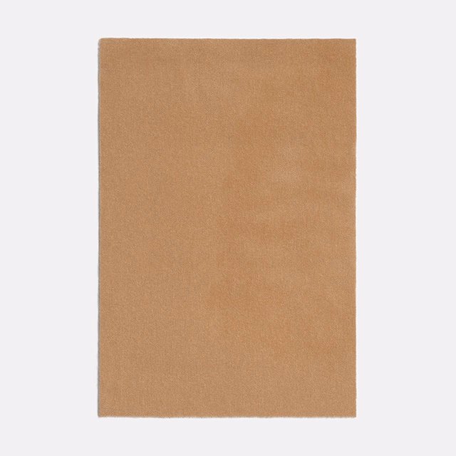 Warm camel-beige plain swatch with a softly textured, subtly mottled surface