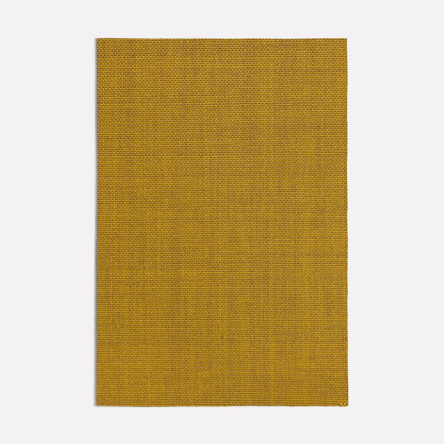 Golden mustard woven fabric swatch with fine grid texture and subtle tonal variation