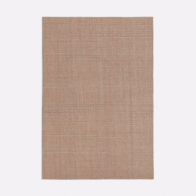 Muted salmon-pink fabric with a fine beige-taupe basket weave texture