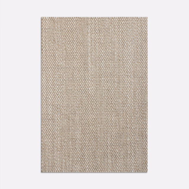 Warm stone beige fabric swatch with a dense, finely pebbled woven texture