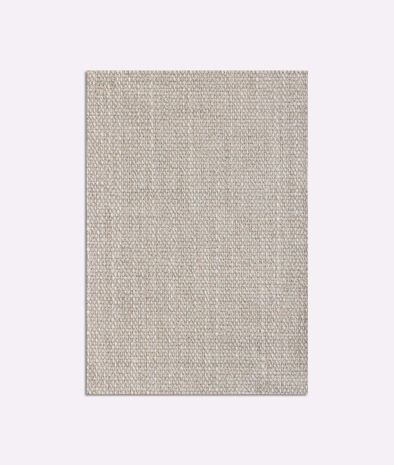 Pale greige-grey woven textile with a tightly interlaced, softly flecked surface