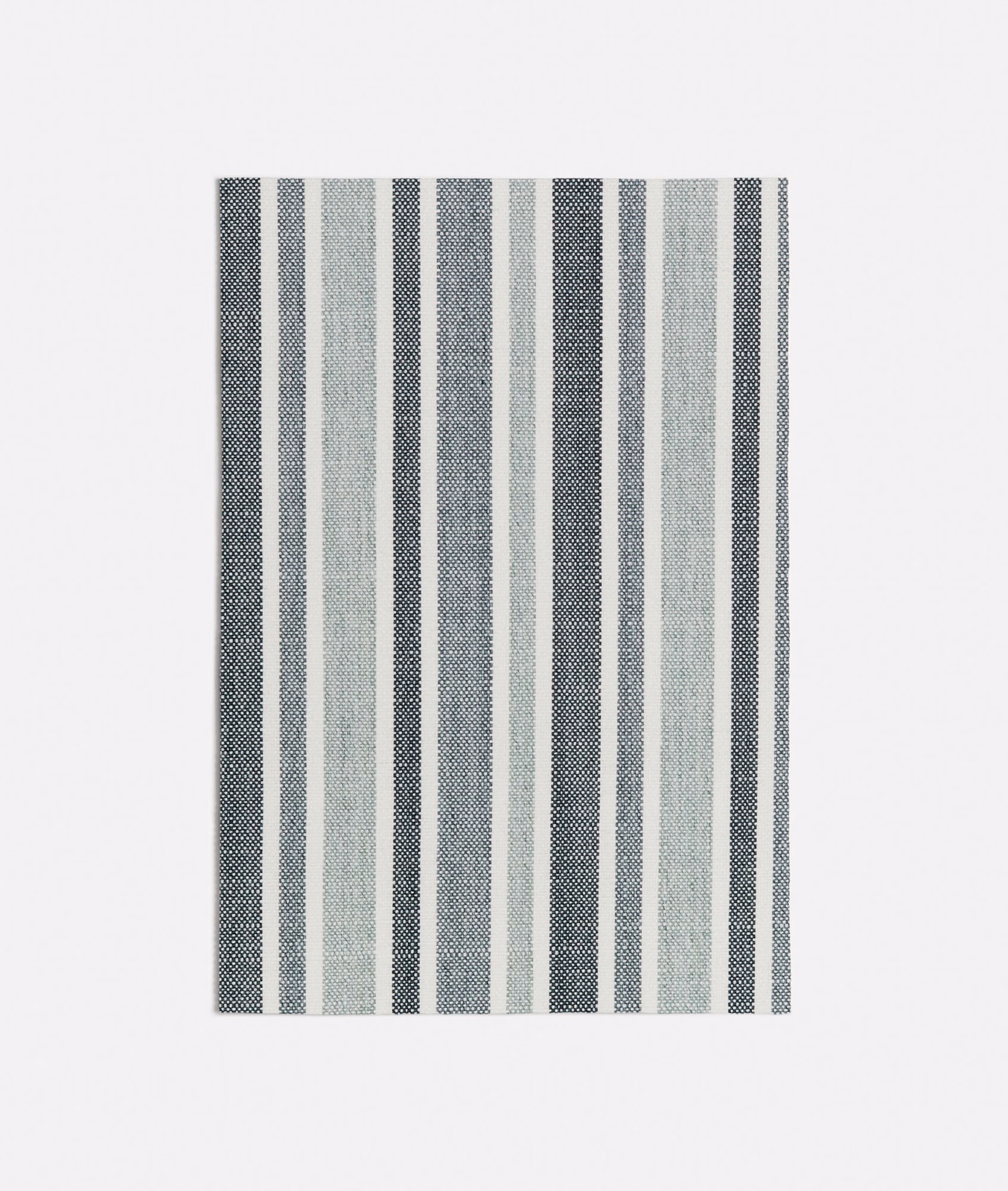 Muted seafoam, charcoal and ivory vertical stripes in a fine woven texture