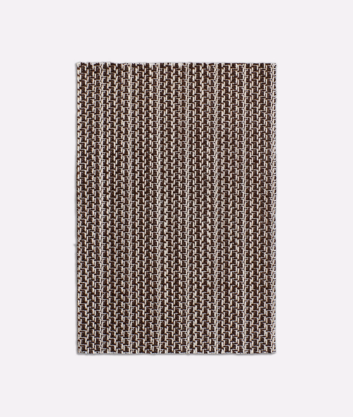 Warm brown woven swatch with fine ivory geometric flecks in vertical rows