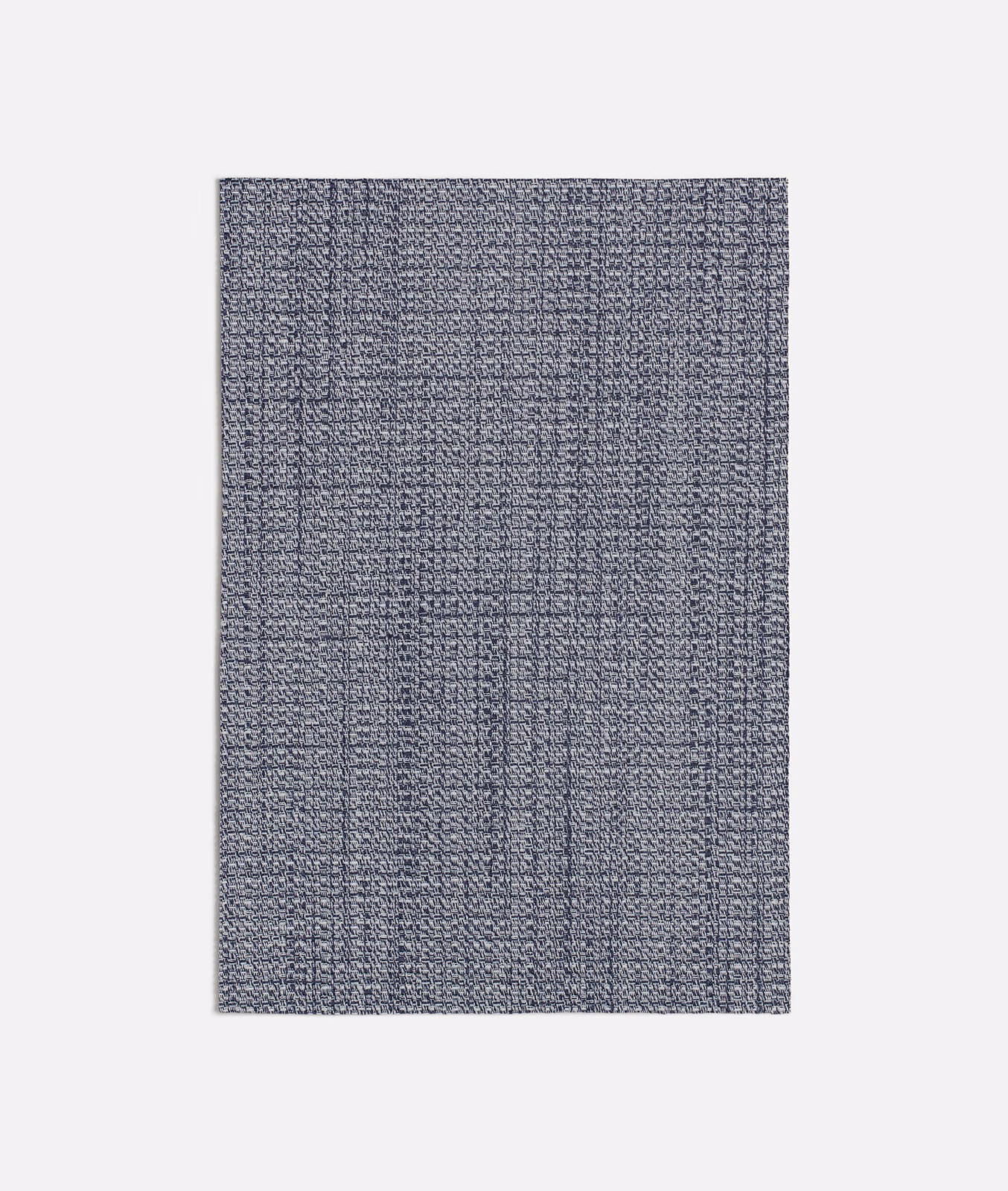 Cool slate-blue grey woven swatch with fine peppered texture and vertical tonal variation