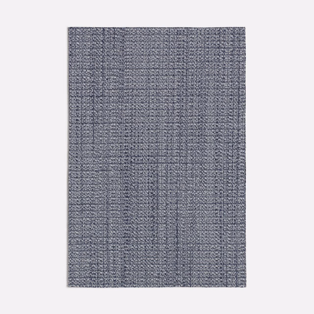 Cool slate-blue grey woven swatch with fine peppered texture and vertical tonal variation