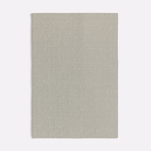 Pale warm-white fabric swatch with fine broken horizontal texture and soft greige depth