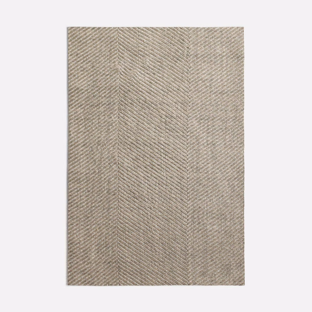 Light grey woven swatch with vertical herringbone panels and subtle tonal texture