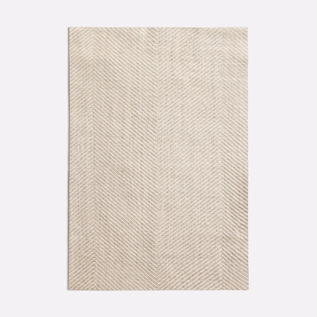 Warm ivory Ipanema Linen with a fine, closely spaced chevron weave