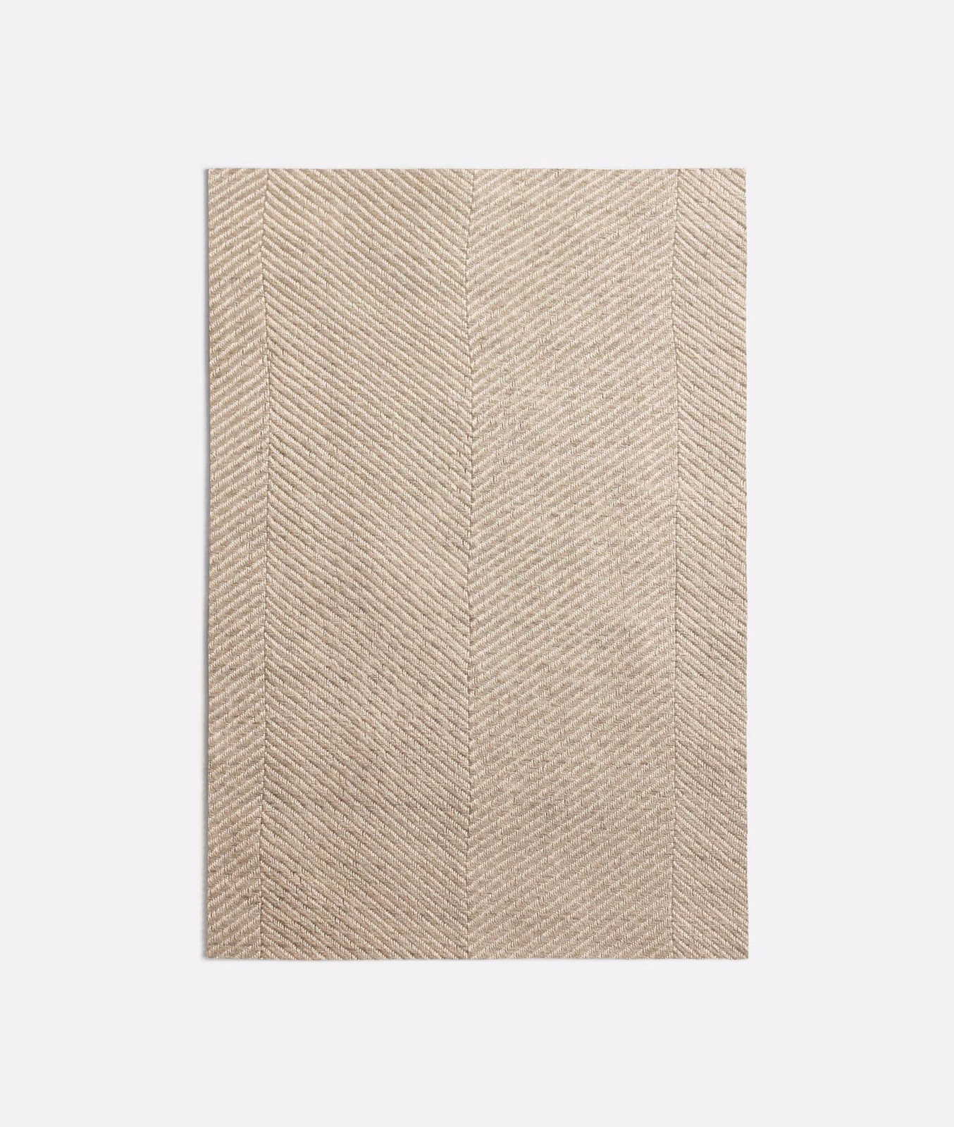 Pale greige Ipanema Linen swatch with vertical herringbone panels and fine ribbed texture