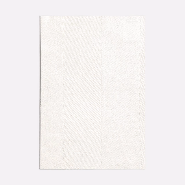 Ivory white woven swatch with subtle vertical bands and fine herringbone texture