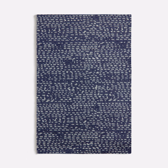 Deep navy Kantha Blue weave with pale broken flecks and horizontal texture