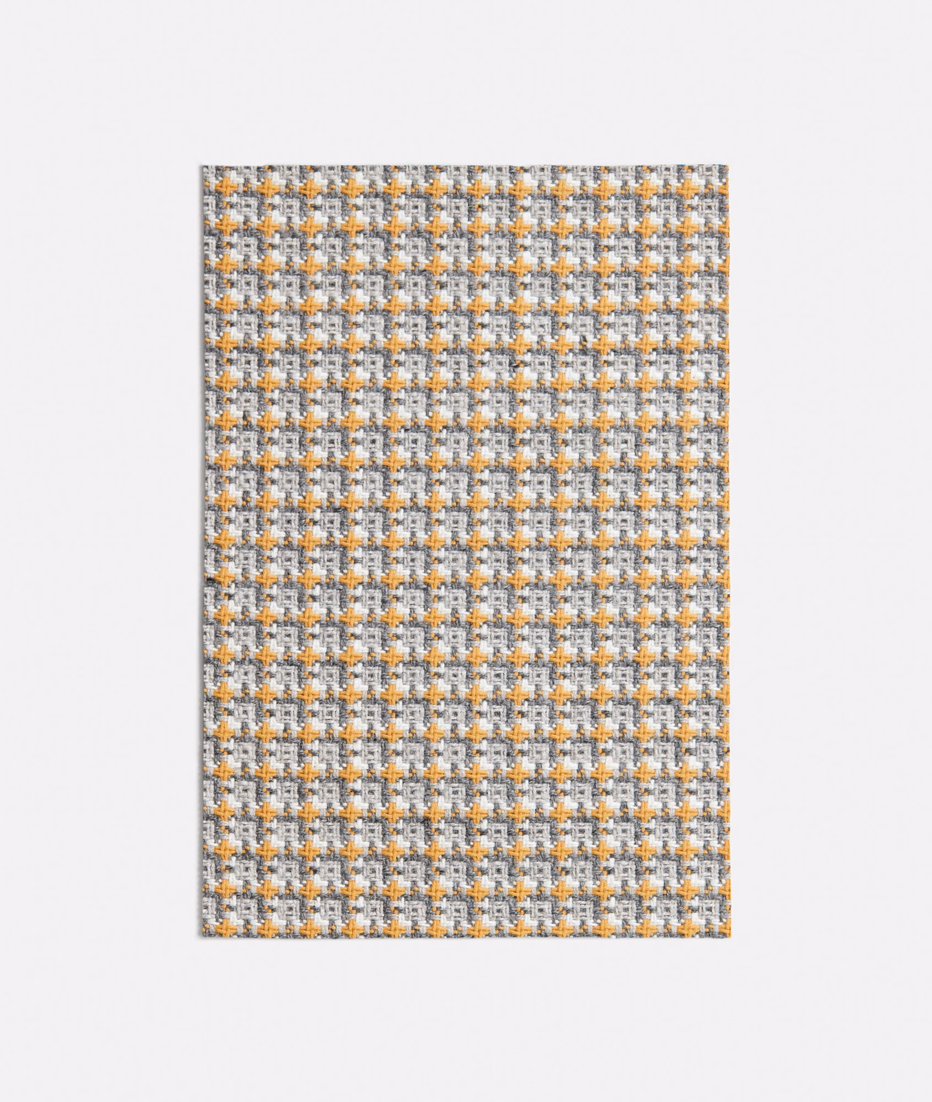 Grey woven Kasimiro swatch with tiny ivory checks and mustard flecks