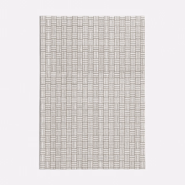 Cool grey woven swatch with a tightly spaced rectangular basketweave pattern