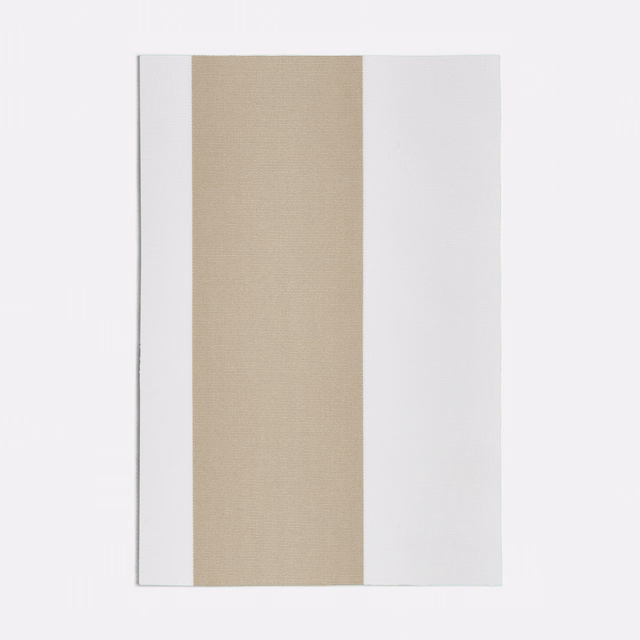 Broad warm oatmeal stripe between ivory panels on a finely textured woven swatch