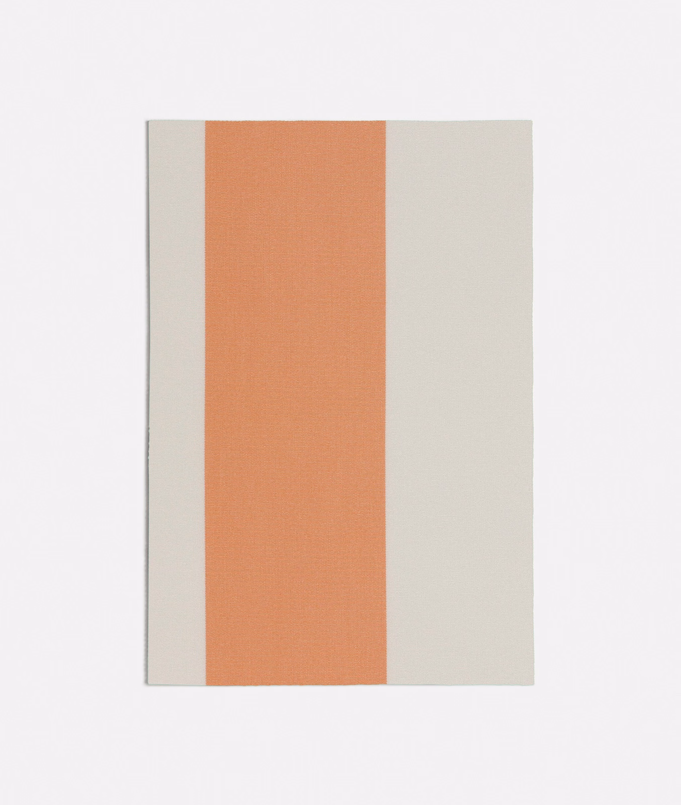 Muted peach central stripe flanked by pale grey-beige bands in a fine woven texture