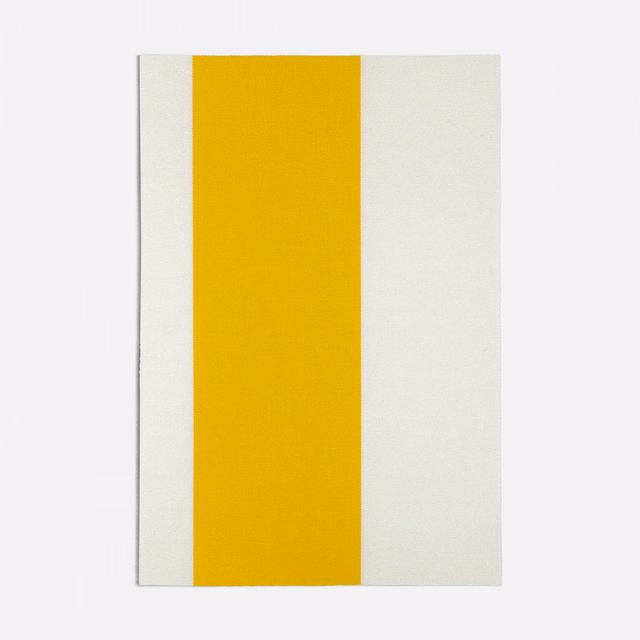 Saturated yellow centre stripe flanked by broad ivory bands in a fine weave