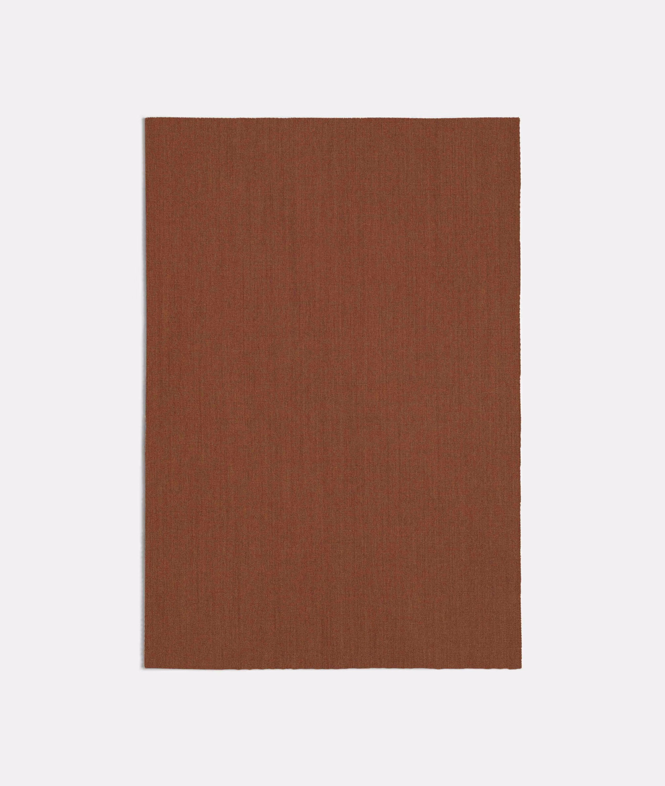 Deep rust-brown plain fabric swatch with subtle fine vertical woven texture
