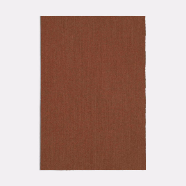 Deep rust-brown plain fabric swatch with subtle fine vertical woven texture