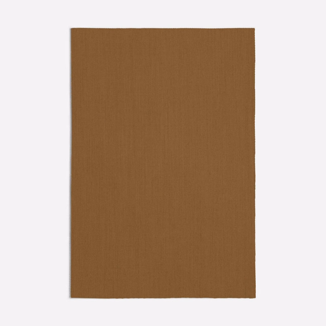 Warm tobacco-brown woven fabric swatch with subtle vertical linear texture