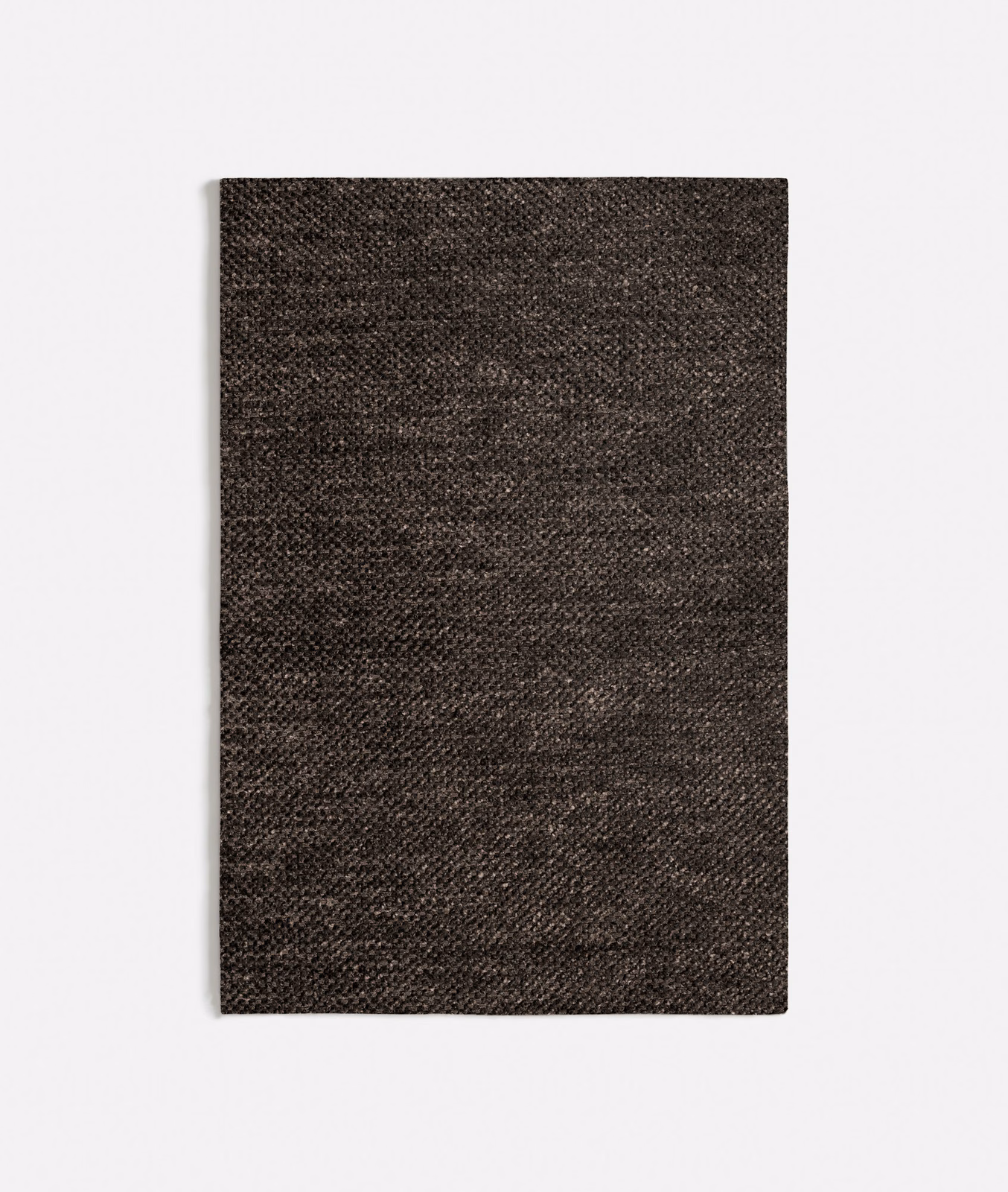 Dark brown woven swatch with charcoal flecks and a softly mottled surface