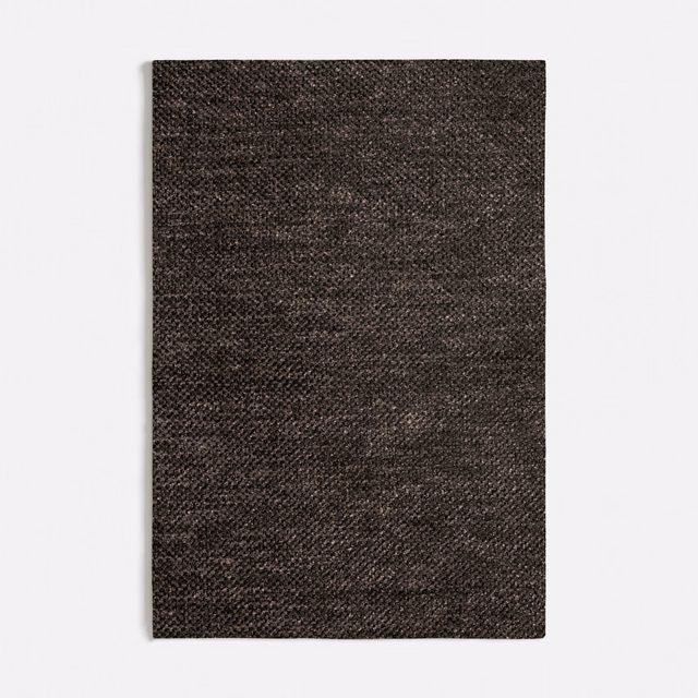 Dark brown woven swatch with charcoal flecks and a softly mottled surface