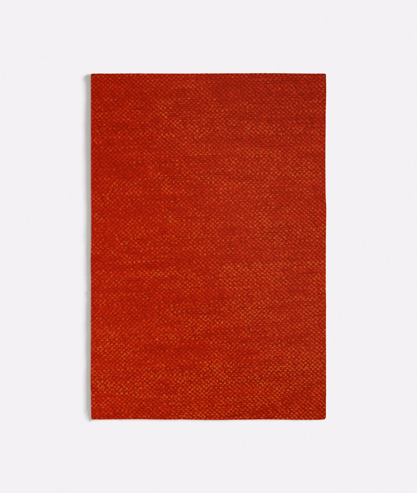 Rectangular swatch of deep burnt-orange woven fabric with fine crosshatch texture and tonal bands