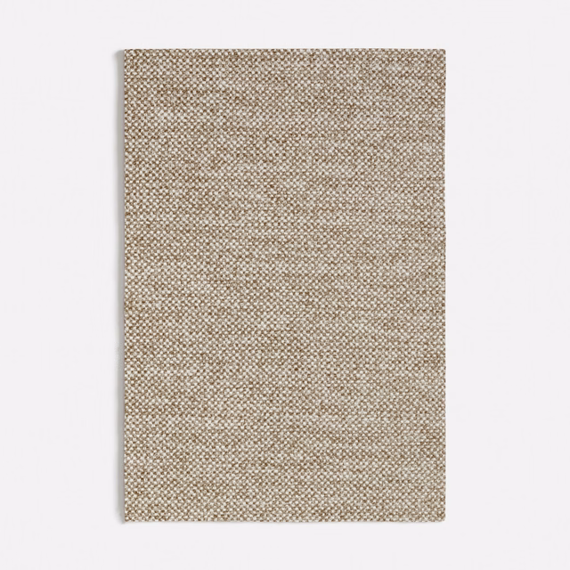 Warm taupe woven swatch with fine cream and brown flecks and tactile texture