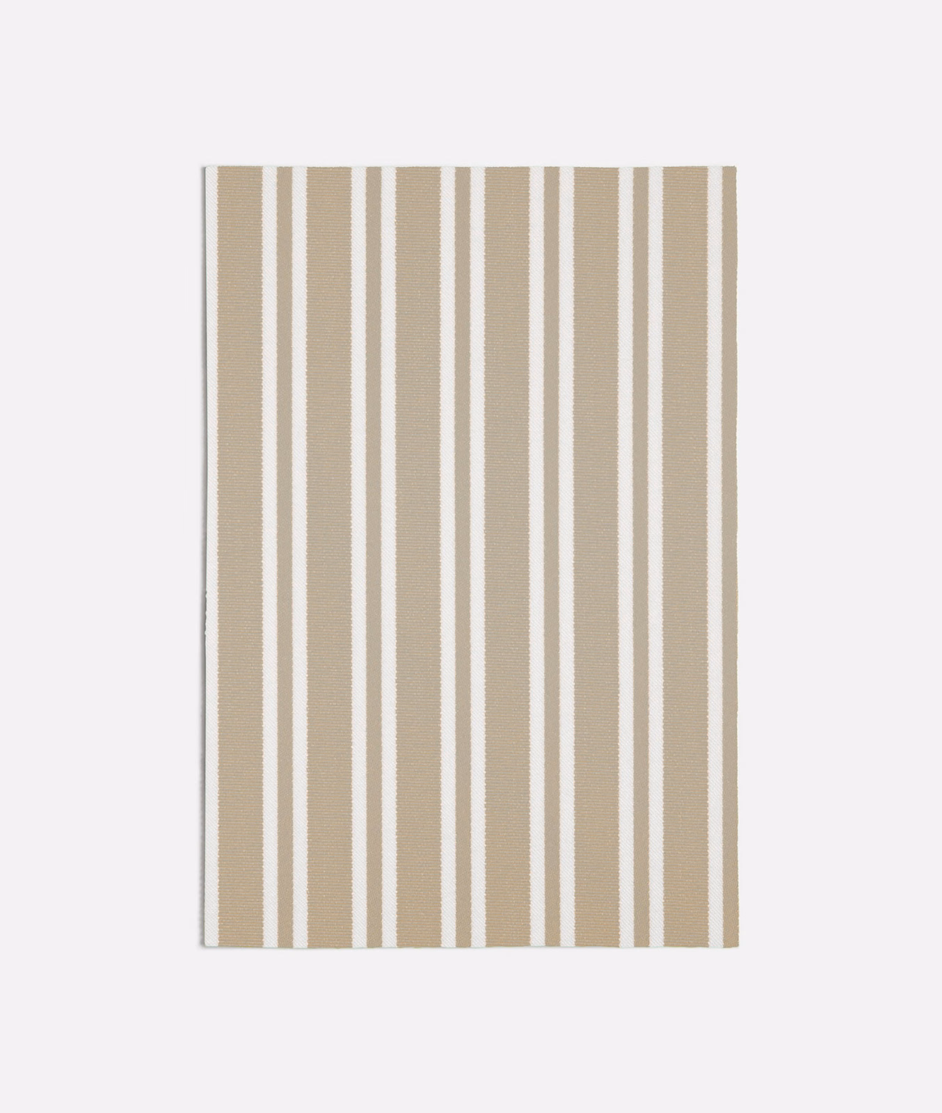Warm beige and cream vertical stripes on a finely textured fabric swatch