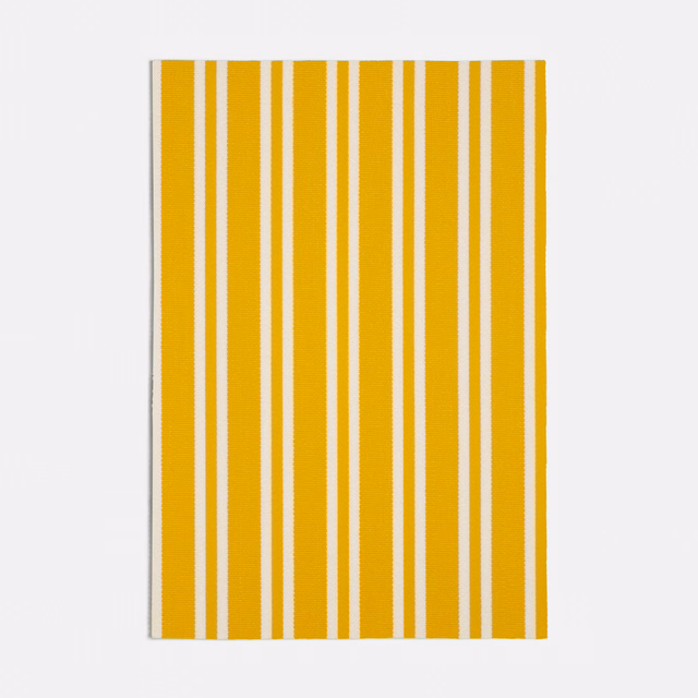 Golden yellow and cream vertical stripes on a subtly textured woven swatch