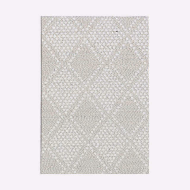 Pale cool grey woven swatch with soft diamond lattice and fine texture