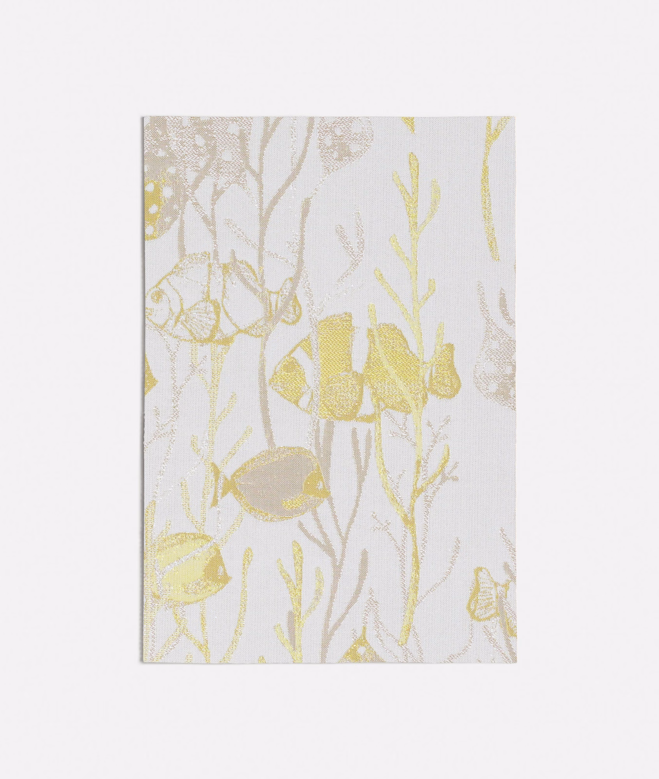 Pale lemon fish and coral motifs on an ivory lightly textured textile